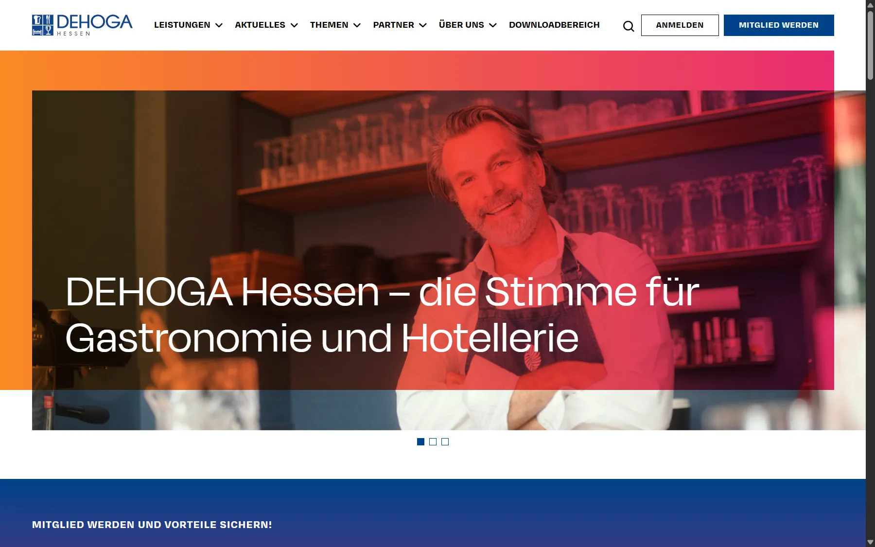 Screenshot der Website DEHOGA Hessen