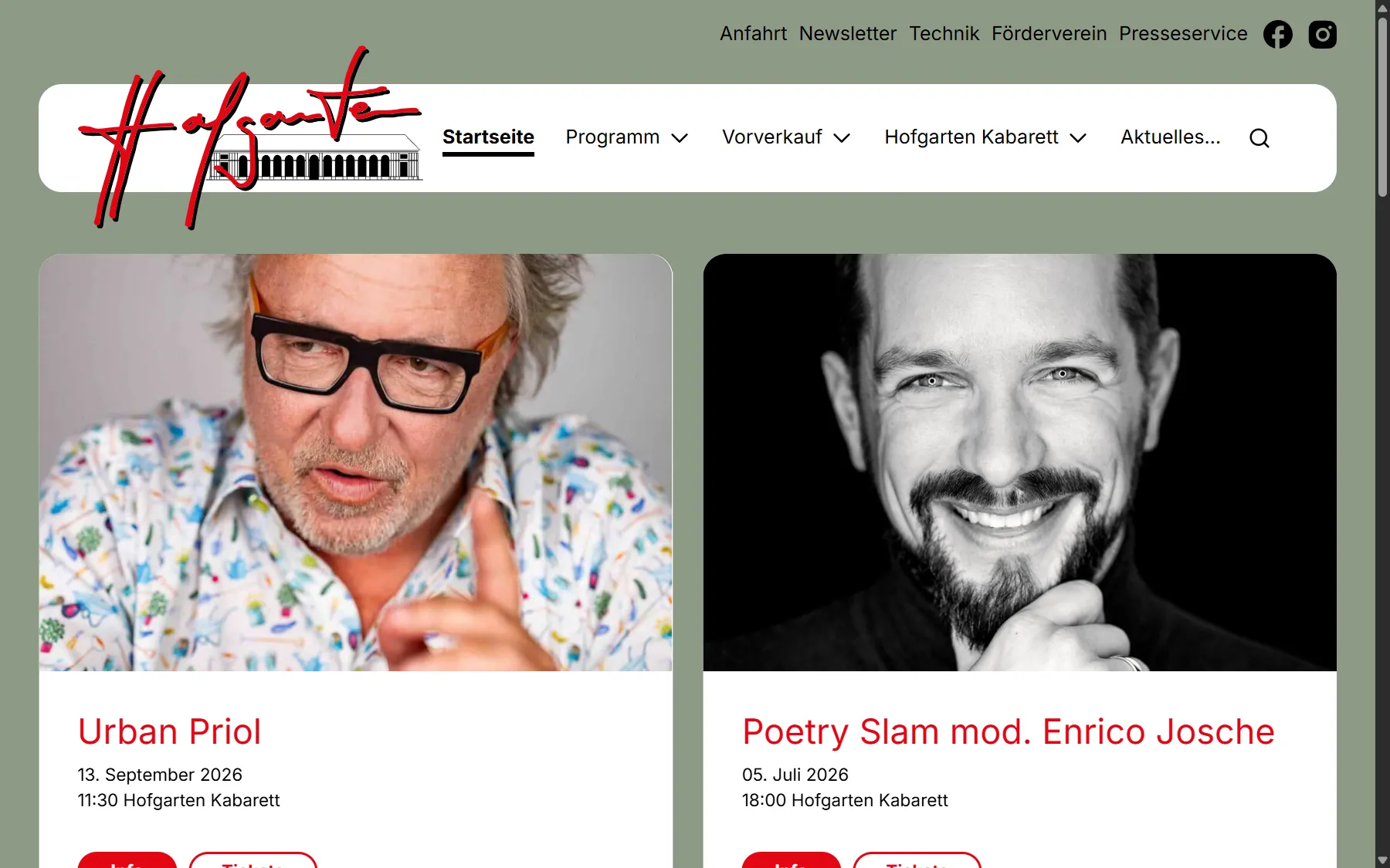 Screenshot der Website Hofgarten