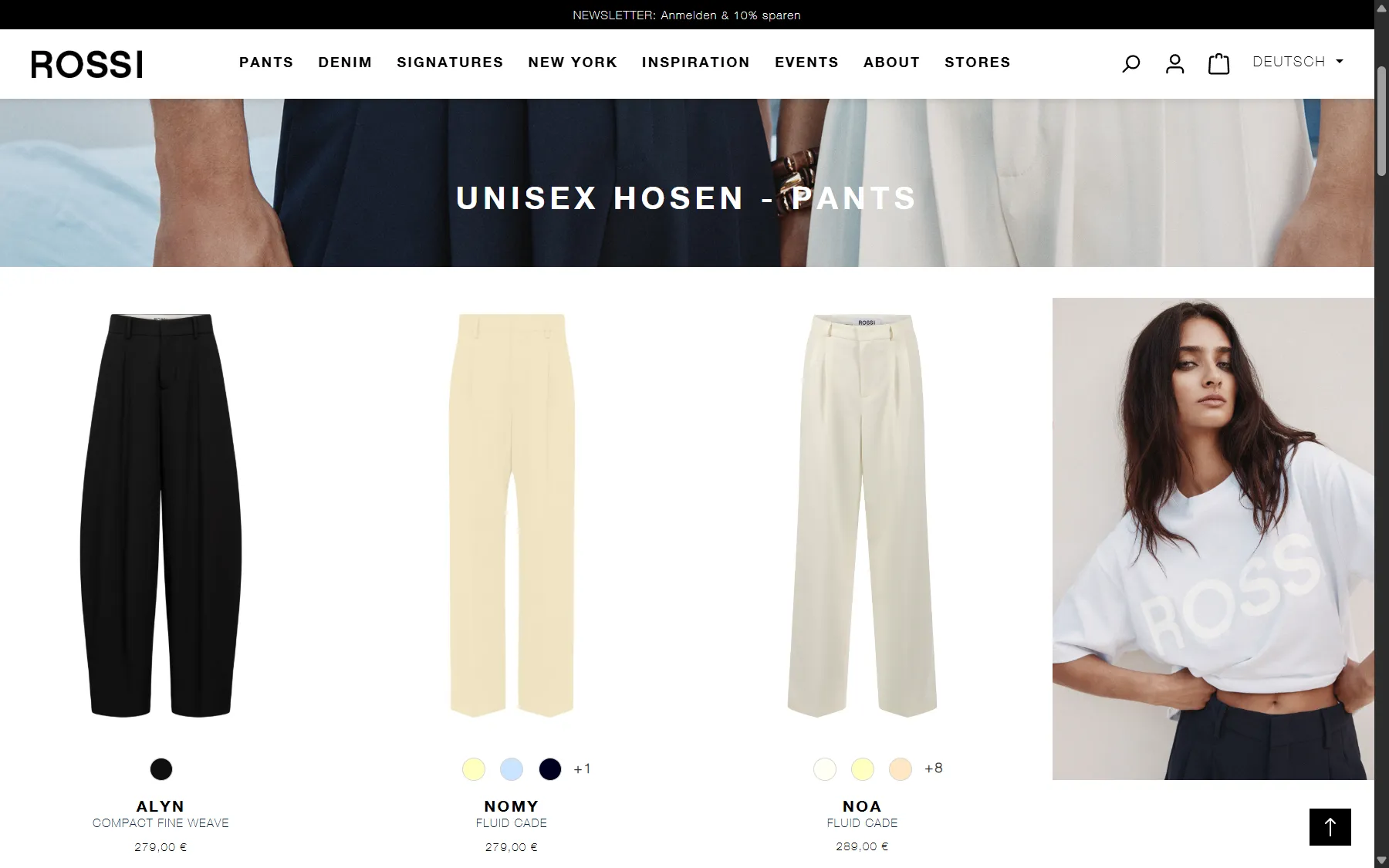 Screenshot der Website ROSSI