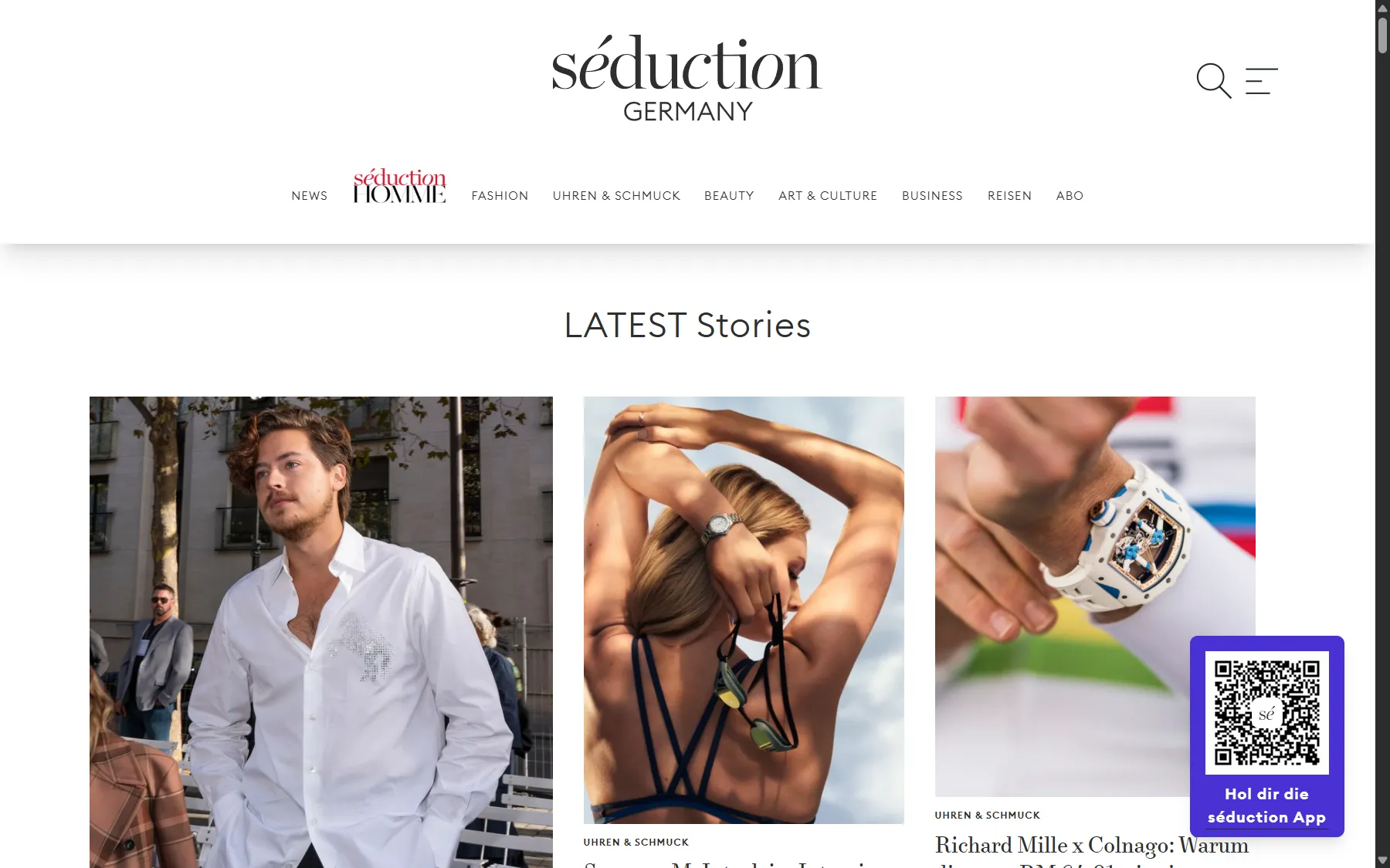 Screenshot der Website séduction Magazin